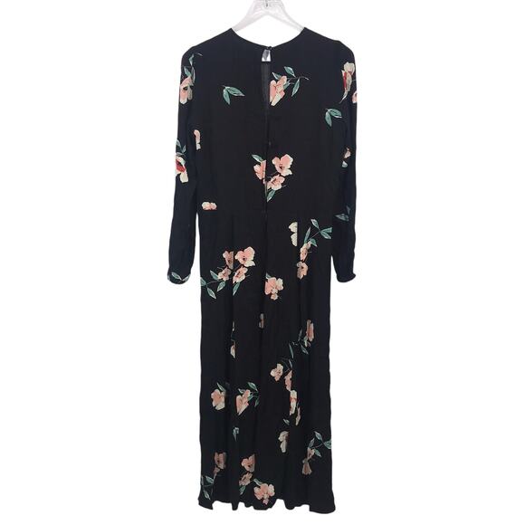 Reformation Floral Vanessa Dress 12 Crew Neck Long Sleeve Side Slit Keyhole Back - Picture 2 of 8
